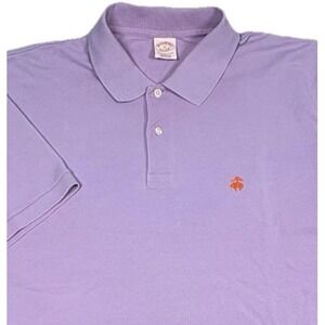 Brooks Brothers Men Performance Polo XL Pique Lavender Cotton Short Sleeve Logo